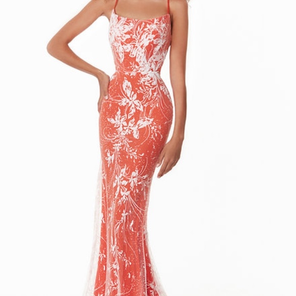 Angela & Alison Prom Dress, Style 21044, Papaya, Size 10 - Picture 3 of 3